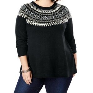 Roaman’s Fair Isle Pullover Sweater black long‎ sleeves Sz 18/20